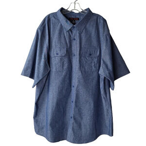 Linea Uomo Men‎ 3X Cotton Blue Chambray Short Sleeve Button Down Shirt Pockets
